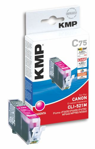 Tinte Canon CLI-521m magenta kompatibel KMP C75 magenta dye, 9 ml, für MP540/MP980