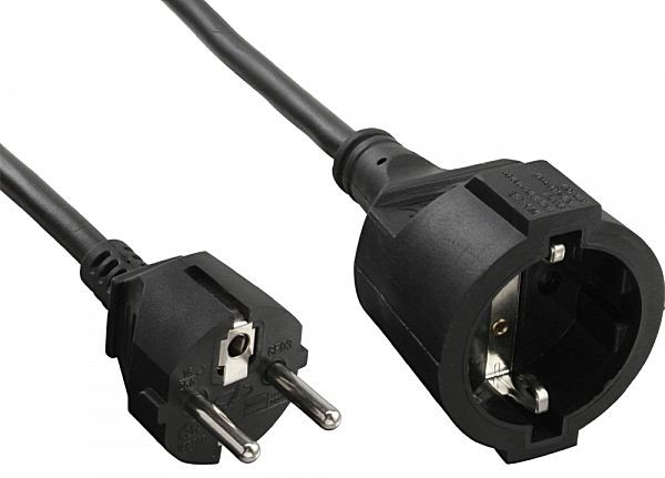 Schuko-Verlängerung  5m schwarz GS-Geprüft Stecker-Buchse, mit Kindersicherung