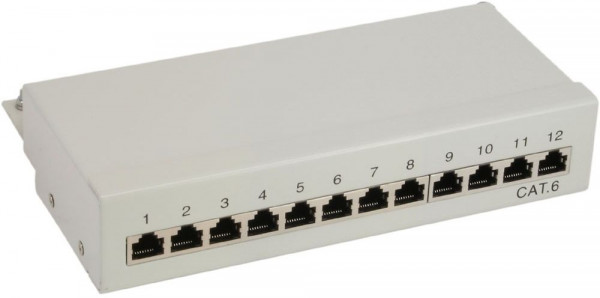 Patch-Panel 12xRJ45 1HE Cat. 6 Desktop geschirmt LSA+, shielded (12 voll geschirmten RJ45-Ports)