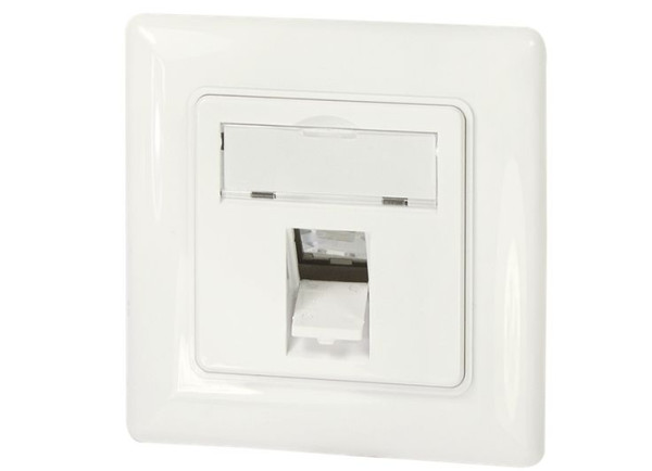 Keystone Unterputzdose für 1 Modul Reinweiß Logilink Face Plate, 1 Port, 45° Schrägauslass nach unten