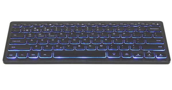 Tastatur gembird Slimline RGB, kabellos mit Bluetooth 3.0 78 Tasten, Schwarz, mit Hintergrundbeleuchtung
