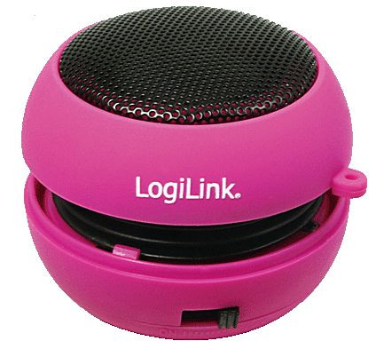 Lautsprecher Logilink Mini Hamburger mit Akku pink kraftvollen Sound und klanggetreue Wiedergabe, oem SP0012