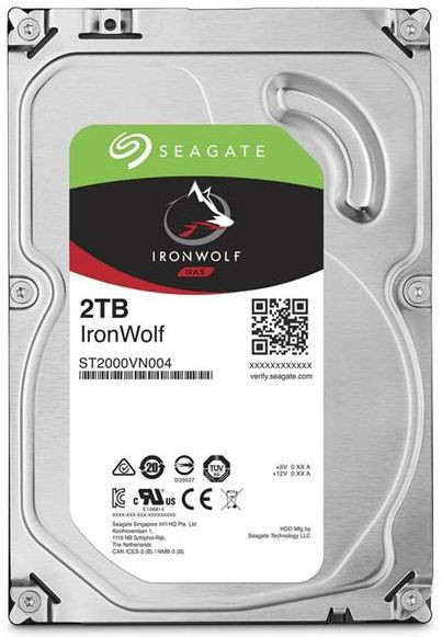 Festplatte S-ATA-III 2 TB Seagate IronWolf ST2000VN004 64 MB Cache, SATA3, SATA 6 Gb/s, 24x7, für NAS