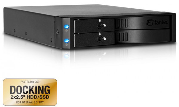 Wechselrahmen S-ATA-III Fantec MR-25D Schwarz für 2x SSD/HD in 1x8,89cm (3,5'') Einbauschacht