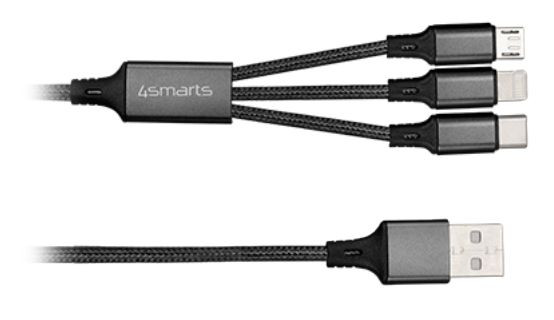 USB-Kabel Lightning 3-in-1 für Apple 1m 4smarts nur Laden, kein Datentransfer möglich