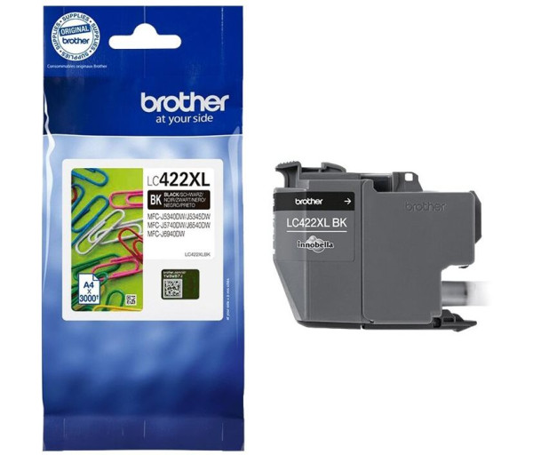 Tinte Brother LC-422XLBK Schwarz für je ca. 1.500 Seiten bei 5% Deckung