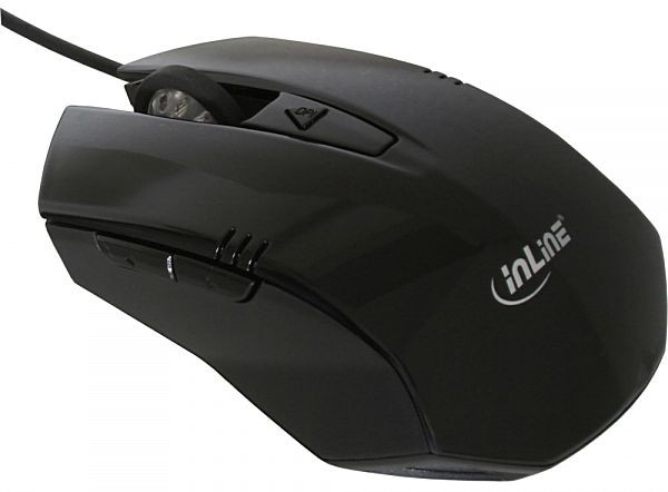 Maus INLINE optisch schwarz USB-Kabel mit 800-1200 dpi Auflösung