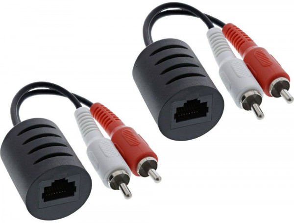 Audio-Adapter 1xCS an RJ45 Buchse passiv  2er Pack für analoge Stereo Audio-Signale über LAN-Kabel