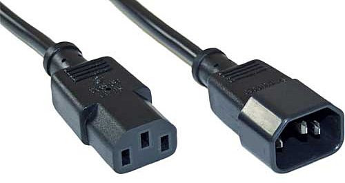 Kaltgeräte-Verlängerung 3m Stecker-Buchse  Schwarz 220V Stromkabel, Netzverlängerung C13 auf C14, oem CP118
