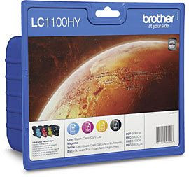 Tinte Brother LC1100HY Yalue-Pack 4er besteht aus je 1xLC1100HYBK, LC1100HYC, LC1100HYY, LC1100HYM
